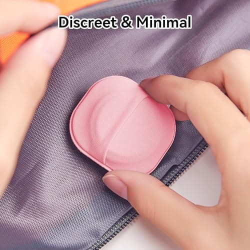 2 Pack for Airtag & Moto Tag Adhesive Mount, Fabric GPS Holder Case with 3M Adhesive Sticker Stick on Wallet/TV Remote/Car/Luggage Bags/Drones, Full Protective Cover for Air Tag, Lightweight, Pink — view 3