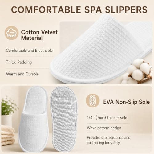 Esoes 5 Pairs of Hotel Slippers, Disposable Spa Slippers for Men Women — view 4