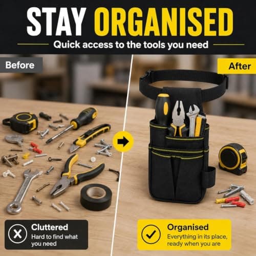 Heavy Duty Nylon Tool Belt Pouch, Durable Work Belt Pouch, Adjustable Waist Multifunctional Work Tool Belts with Multi Compartments, Water Resistant Tools Storage Pouchs — view 6