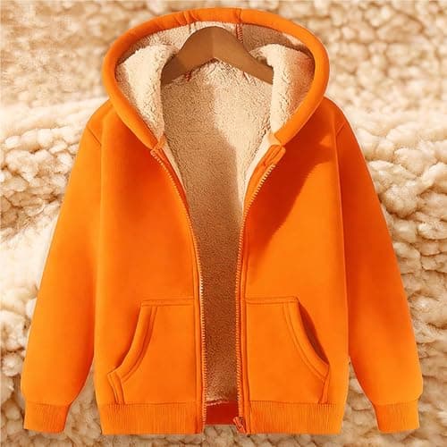 aokavise women's clothing,Fleece Jacket Women 2026 Casual Hoodies Jackets Sweatshirts Trendy Lightweight Ladies Wool Winter Coat Comfy Fashion Zip Up Travel Hoodie Warm Fall Women's Jumpers Orange — view 2