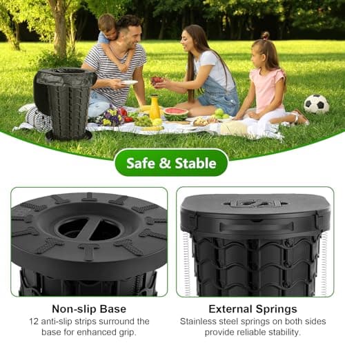 Large Portable Toilets for Adults, 18.6" H, Load 440Lb, Black — view 5