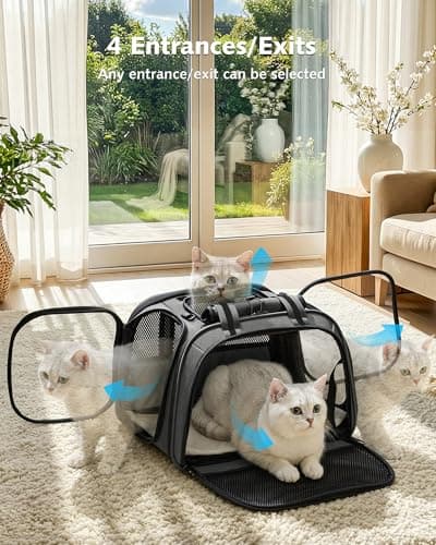 pecute Cat Carrier Stable, Large Space, Pet Carrier Bubble Window,Grey — view 2