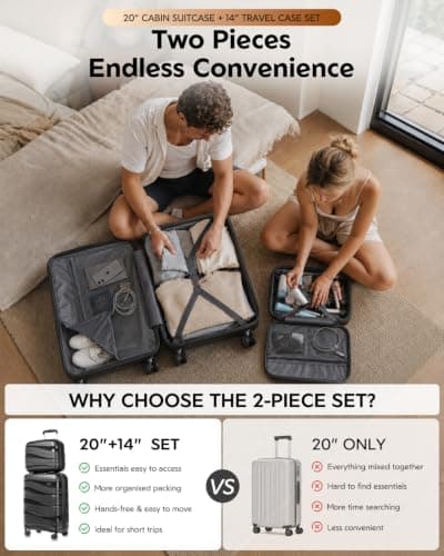 Kono Suitcase Set of 2, Lightweight Cabin Luggage with Travel Case — view 2