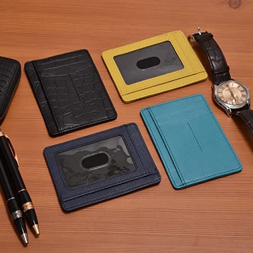 Oak Leathers Leather Wallet for Men & Women - RFID Wallet Slim Credit Card Holder 1 ID Window Thin Wallets Front Pocket — view 6