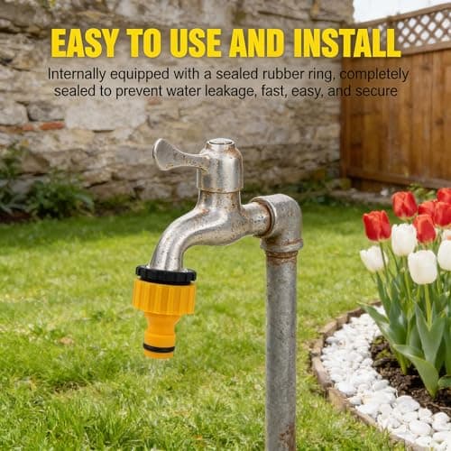 4 Pack Universal Hose Tap Connectors, 2 in 1 BSP Threaded Faucet Adapters for 3/4" & 1/2" Taps, Leak-Proof Garden Hose Connectors for Outdoor Watering Car Washing — view 6