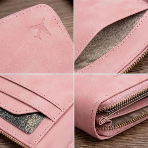 Yuiturt Family Passport Holder, RFID Travel Wallet - Pink — view 3