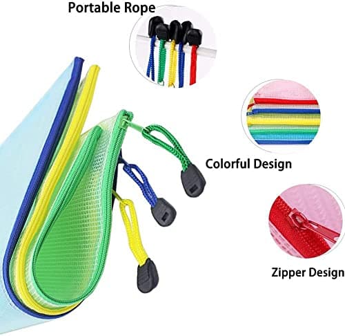 Plastic Wallets A4 Zip Wallets Ziplock Bags Plastic Mesh Document File Folder A4 Zipper Bag Zip Locked Bags - 5PCS — view 5