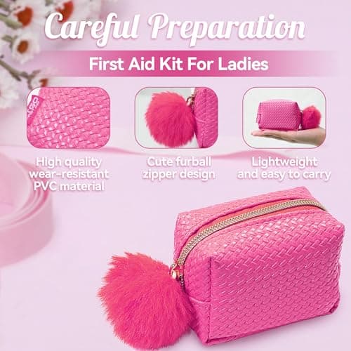 Women's First Aid Kit 120PCS Portable Set Wedding Day Emergency kit Items for Girl Lady Mother Wife Nurse for Girl Lady Mother Wife Nurse Present Set(Pink) — view 4