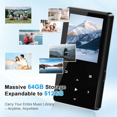64GB MP3 Player with Bluetooth, Portable Music Player with Speaker, FM Radio, HiFi Audio, Mini Digital Audio Player with Headphones Included — view 5
