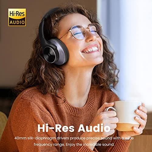 OneOdio A10 Hybrid Active Noise Cancelling Headphones [62 Hrs Playtime] Wireless Bluetooth Over Ear Headphones with Hi-Res Audio, Transparency Mode, Deep Bass, CVC 8.0, for Travel PC Home Office — view 4