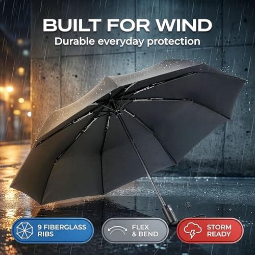 Liberty Imports 3 Pack Umbrella Windproof Travel Umbrella - Wind Resistant, Compact, Light, Automatic, Strong Steel Shaft, Small and Portable - Backpack, Car, Purse - Men and Women (Set 4) — view 5