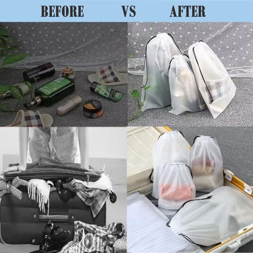 20Pack Shoe Bags for Travel,30 * 40CM Clear Drawstring Travel Shoe Bags for Packing, Waterproof Dustproof Portable Travel Shoe Storage Bag with Rope for Men and Women — view 6