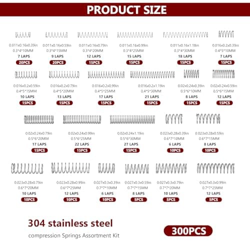 IYEREER 300 Pcs 23 Size Stainless Steel Spring Assortment Kit — view 2
