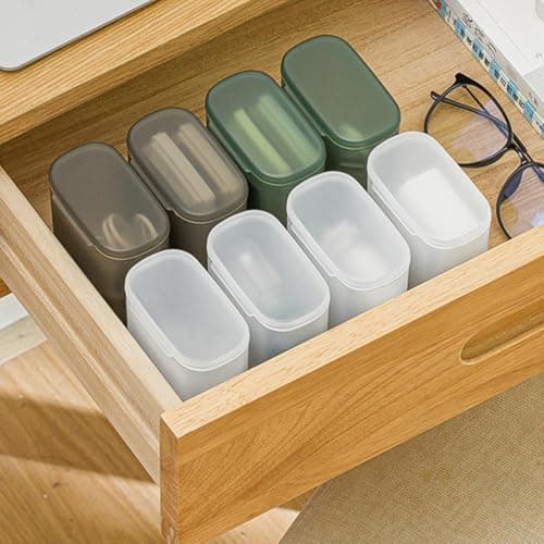 Housoutil Portable Storage Box with Lid Clear Plastic Organizer for Small Earphone Charger Cable Accessories Travel Electronics 3.58 X 3.07 X 1.81 Inch — view 2