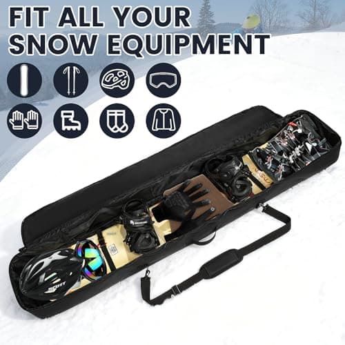 Kioqiear Reinforced Padded Snowboard Bag Perfect for Airplane Travel for Snowboard, Goggles, Gloves, Ski Boots, Available Length in 155cm, 165cm (155th Red) — view 4