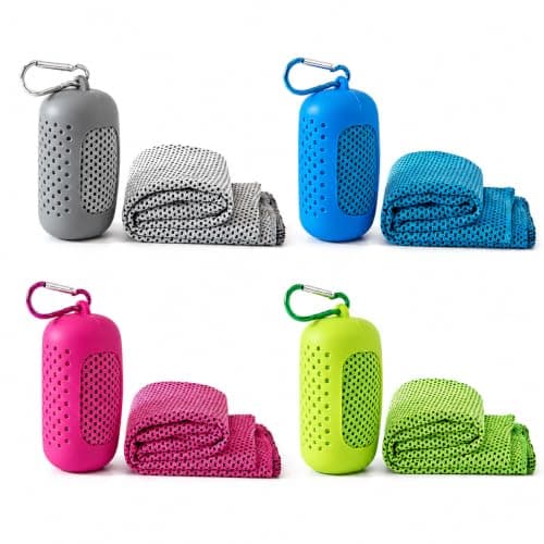 Cooling Towels 100x30cm, with Silicone Case and Carabiner for Hot Weather