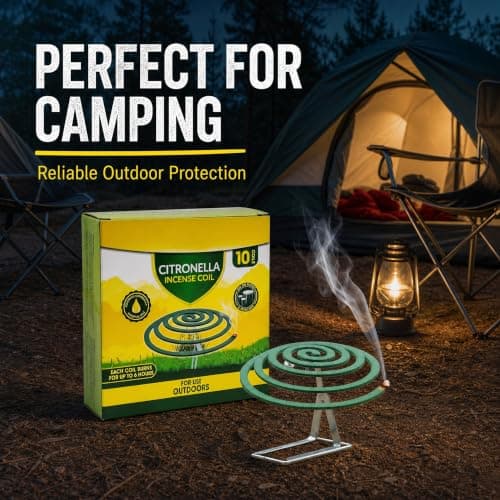 ANGIX 10 x Citronella Incense Coils with Stand - Each Coil Burns Up to 6 Hours Long Lasting Outdoor Insect & Mosquito Repellent Spirals for Garden Camping BBQ Patios & Porches — view 5