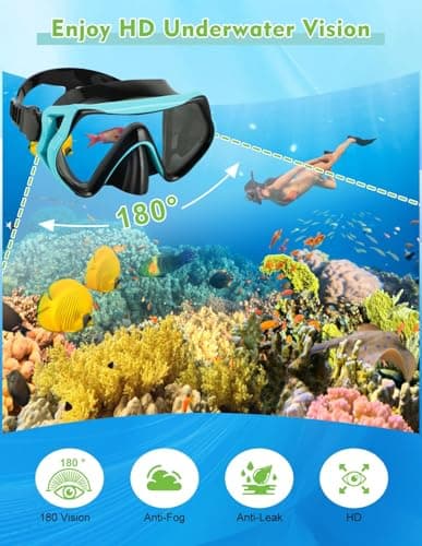 Hydomi Snorkel Set for Adults – Comfortable Leak-Proof Mask with Anti-Fog Tempered Glass, 180° Panoramic View & Dry Top Snorkel, Adjustable Diving Set for Holiday & Beach — view 2