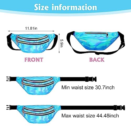 Firtink 2Pcs Shiny Bumbag,Holographic Waist BagFanny Double Zipper Belt Bag — view 2