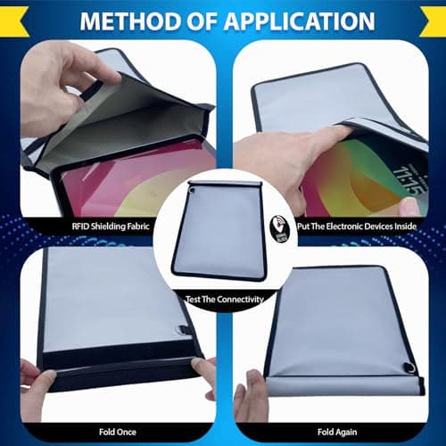 Faraday Bags, 5 Pack Faraday Cage with Key Fob Protector, Fireproof Waterproof Bag EMP Proof Signal Blocker, Anti-Theft RFID Blocking Pouch for Laptops, Tablets, Phones, Car Keys, Electronics (Grey) — view 4