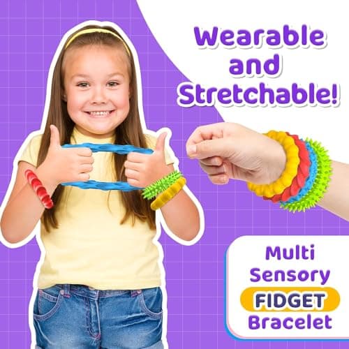 Sensory Fidget Toys for Kids: 4 Pack Textured Fidget Bracelet — view 2