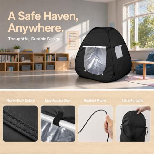 1 Pack Sensory Tent, Pop Up Blackout Tent for Kids with Travel Carry Bag — view 3