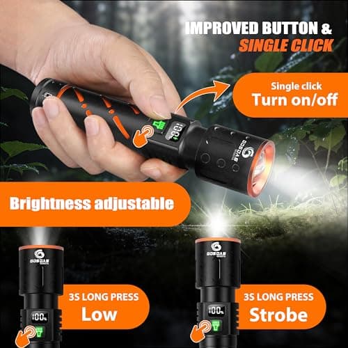 Rechargeable Torch LED Super Bright 1000000 Lumens Long Lasting 12H 3-Mode — view 3