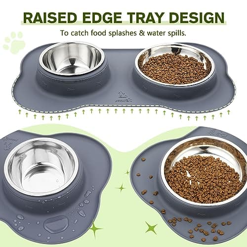 Pecute Dog Bowls Non-Slip, Stainless Steel Double Bowls Set For Cats & Dogs — view 3