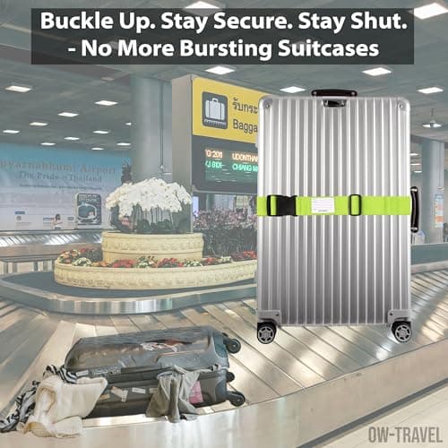 OW-Travel Personalised Luggage Straps for Suitcases, Green, 2 Pack — view 3