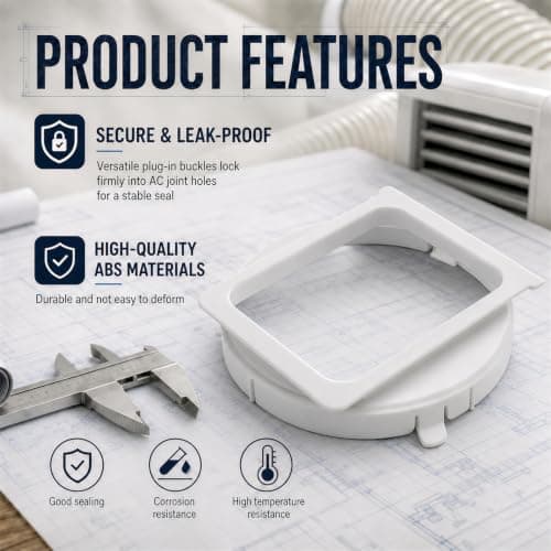 Portable Air Conditioner Exhaust Hose Adapter, 15cm/5.9in Square to Round Window Coupler Connector for Air Conditioner, with Strong Nano Tape & Travel Storage Pouch for Accessories (White#02) — view 3