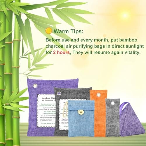 Charcoal Air Purifying Bags 6 Pack×200g Bamboo Charcoal Bags Odor Absorber, for Car Air Fresheners, Odor Eliminator for Home，Shoe Deodorizer - Colorful-Activated Charcoal Odor Absorbers — view 2