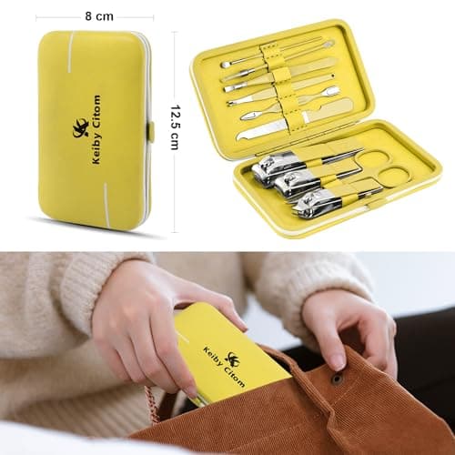 Manicure Set 10pcs Professional Nail Clippers Kit, Yellow — view 3