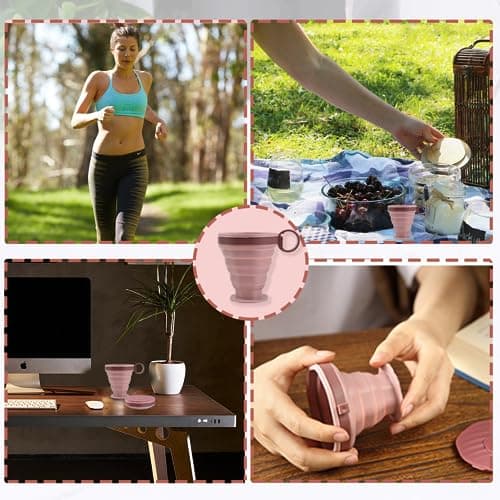 2 PCS Silicone Foldable Cup 220ml FDA & BPA Free Portable Coffee Mug with Lids Collapsible Cup For Water Coffee Tea Reusable Portable Folding Travel Mugs For Camping Hiking Picnic Self Driving — view 5
