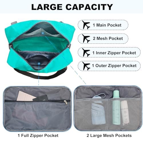 for Easyjet Airlines Cabin Bag 45x36x20 cm Underseat Travel Foldable Duffel Bag Holdall Tote Bags Overnight Carry on Luggage for Women and Men(30L, Teal) — view 3