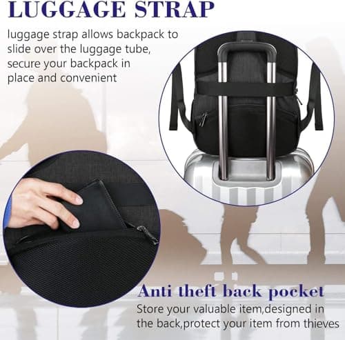 MATEIN Travel Laptop Backpack, Work Bag Lightweight Laptop Bag, Dark Black — view 6