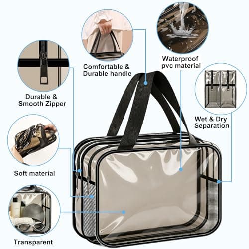 Funnasting Clear Toiletry Bag, Waterproof PVC Travel Wash Bag — view 3