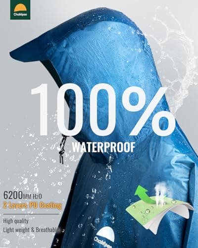 Chakipee Rain Waterproof Poncho Adult Reusable Rain Cape Lightweight with Transparent Pocket, Packable Poncho Multi-Purpose for Travel, Hiking, Camping, Festival Blue — view 4