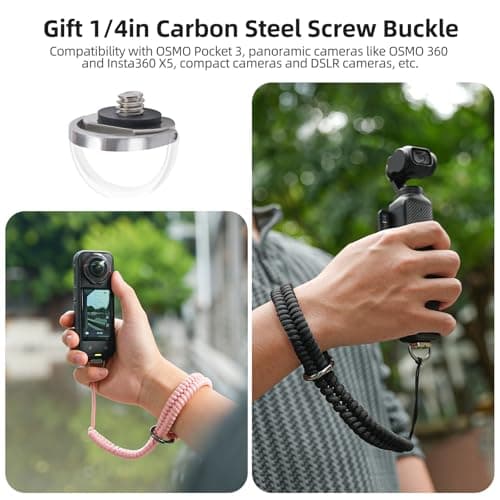 Honbobo Wrist Strap Wristband Hand Wrist Strap Universal Lanyard for Insta360 X6/X4 Air/X5/DJI POCKET 3/2, Osmo Action 6/5 Pro/4/3, Osmo NANO/Osmo 360, (Pink) — view 3