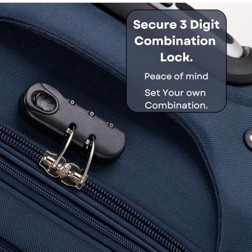 ATX Luggage 24" Medium Suitcase Soft Shell 73L Expandable Lightweight 20-23KG Hold Check in with 4 Spinner Wheels and Built-in 3 Digit Lock (Navy) — view 4