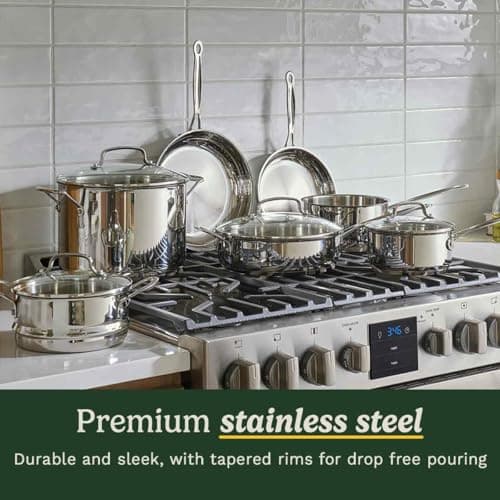 Cuisinart® Chef’s Classic™ Stainless Steel Cookware Set | 11-piece: Saucepans, Frying Pans, Stockpot, Steamer | Induction-Ready, Aluminium-encapsulated Base | Cool Grip™ Handles — view 5