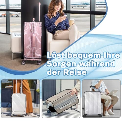 Exquilnova 3PCS Transparent Suitcase Cover Set,20/24/28 Inch Clear Suitcase Covers Protectors,Waterproof DustProof Reusable Luggage Cover for Business Trip,Daily Using,Travel — view 6