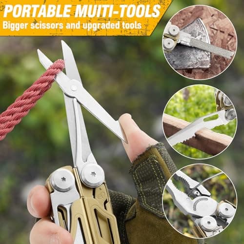 BIBURY Multitools, Multi Tool Foldable Pliers Screwdriver-Gold BI2045D Pro — view 6