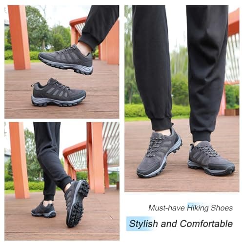 TRAILBLITZ Walking Shoes Mens Lightweight Non Slip Comfortable Hiking Boots Climbing Trekking Outdoor Camping Trainers Mesh Lining Casual Men's Lace-Ups (7.5 Man,Gray) — view 6