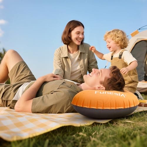 Funesla Camping Pillow Inflatable, Compressible, Lightweight Inflatable Pillows for Camping, Small InflatableTravel Camping Pillow for Adults Kids, Backpacking, Hiking, Beach-Orange — view 2