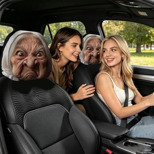 Headrest Covers for Cars 2 Pieces Granny Face — view 2