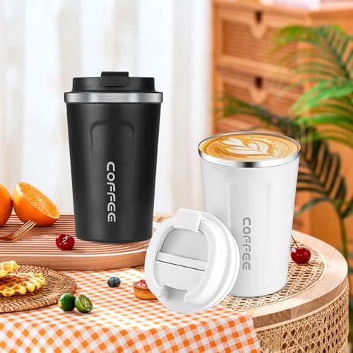 LYCN 4 Pack Travel Coffee Cup, Insulated Mugs with Lids, 380 ml /13 oz — view 5