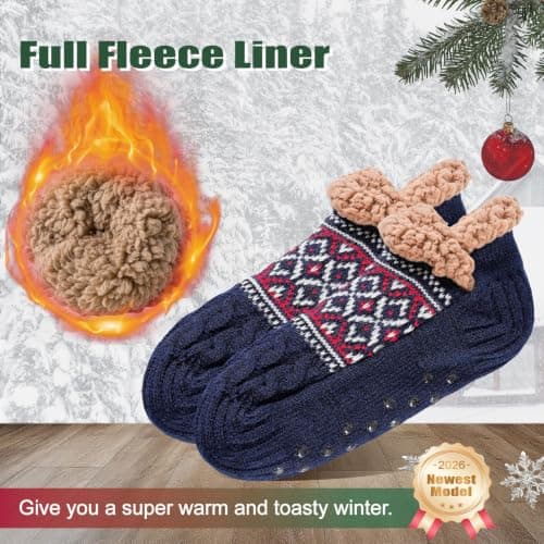 Niorasen Slipper Socks for Men/Women, Thick Thermal Non-Slip, Size 5-11 — view 3
