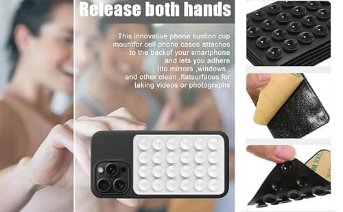 Silicone Sticky Suction Pad Phone Holder – Reusable Anti-Slip Grip Mount for Car, Desk, Wall, or Dashboard, Strong Suction Phone Stand (Black) — view 3