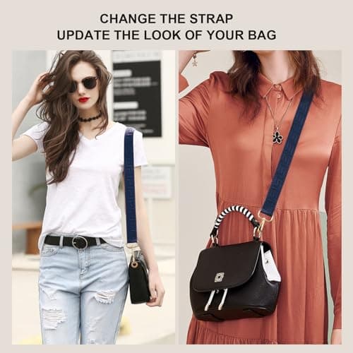 Long Keeper Wide Bag Strap - Adjustable Replacement Shoulder Strap Handbag Shoulder Bag Strap Guitar Style Cross Body Strap for Purse Shoulder Bag Long Bag (Pure Navy Blue) — view 6
