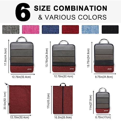 Prezon Compression Packing Cubes with Travel Shoes Bag and Laundry Bag, Luggage Organiser Set, Extensible Suitcase Organiser, Packing Organisers for Suitcases, Packing Cubes for Travel or Storage — view 4